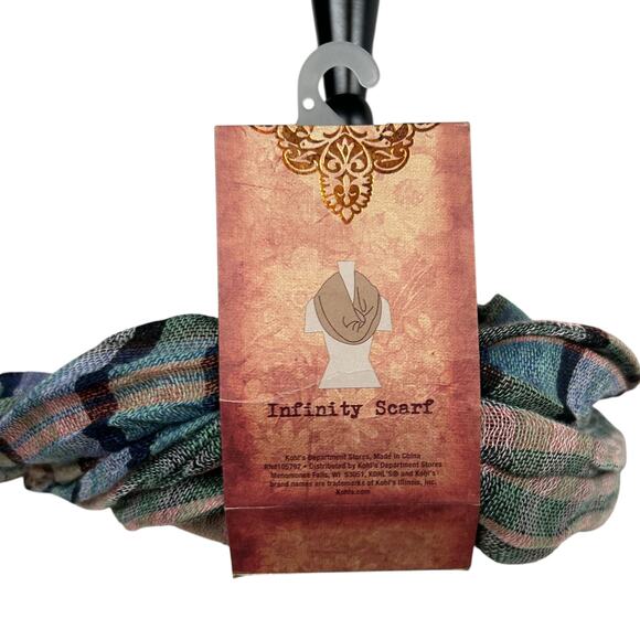 Cozy‎ Plaid Infinity Scarf Mudd Pink Green Blue Casual Cool NWT - Picture 5 of 7